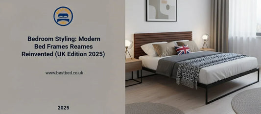 Modern upholstered bed frame in a stylish room with contemporary decor