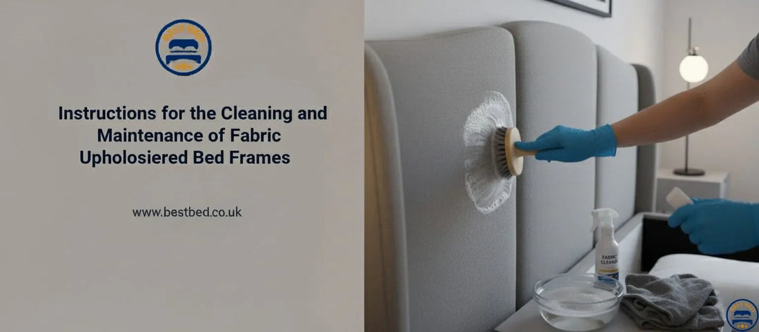 Cleaning and maintaining a fabric upholstered bed frame in a modern bedroom