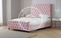 Pink Maryland Upholstered Chesterfield Bed Frame Available with Storage