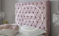 Pink Maryland Upholstered Chesterfield Bed Frame Available with Storage