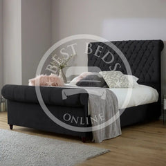 Black Denver Chesterfield Sleigh Bed