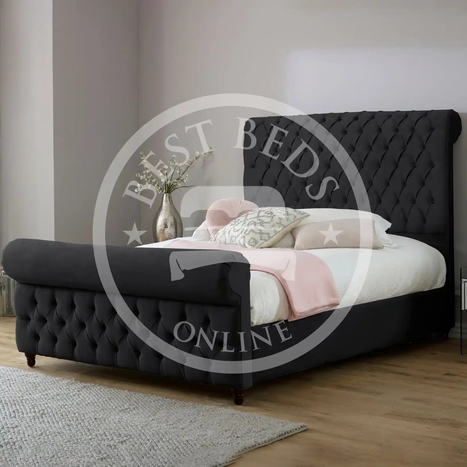 Black_Kingston_Sleigh_Bed_Frame