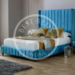 Blue Stockholm Wingback Upholstered Bed Frame