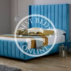 Blue Wingback upholstered bed Frame2