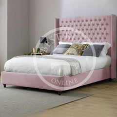 Carolina York Baby Pink Wingback bed