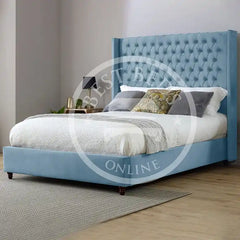 Carolina York Blue Wingback Bed