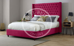 Carolina York Burgandy Wingback Bed