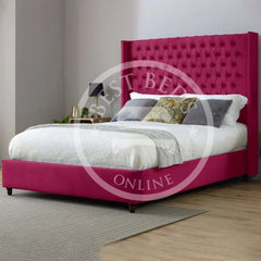 Carolina York Burgandy Wingback Bed