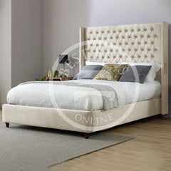 Carolina York Cream Wingback Bed