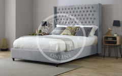 Carolina York Grey Wingback Bed