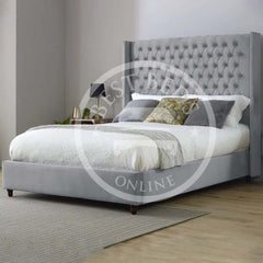 Carolina York Grey Wingback Bed