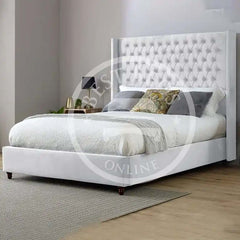 Carolina York White Wingback Bed