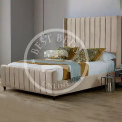 Champagne Saline Upholstered Bed Frame