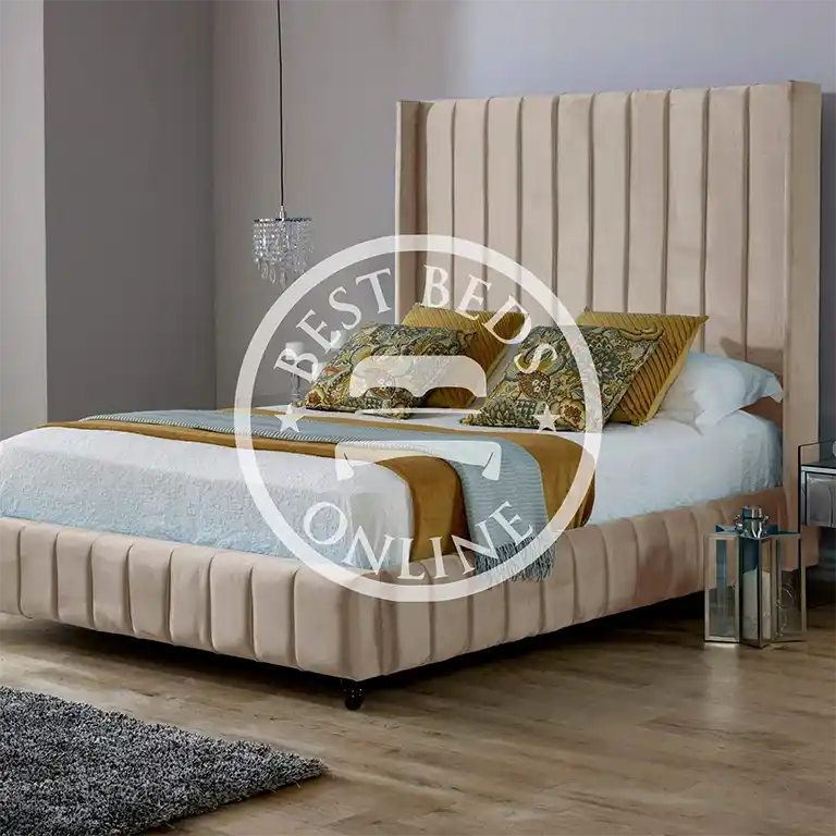 Champagne Stockholm Wingback Upholstered Bed Frame