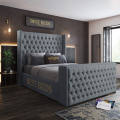 Charcoal TV Chesterfield Wingback Upholstered Beds Frame