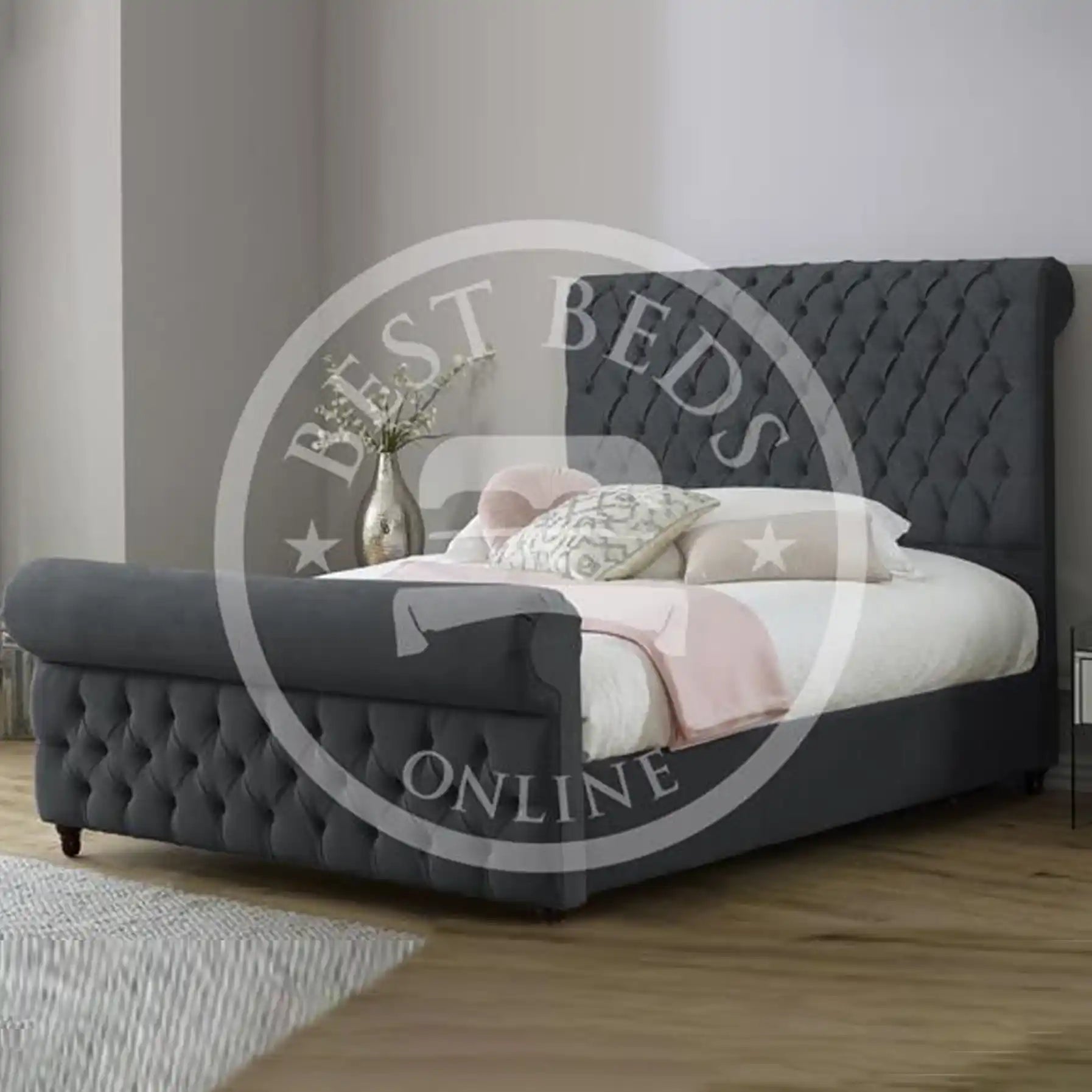 Charcoal Kingston Sleigh Bed Frame