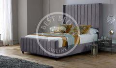 Charcoal Saline Upholstered Bed Frame