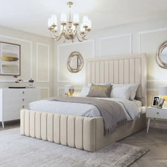 Cream Amber Upholstered Bed Frame