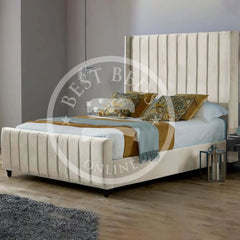 Cream Saline Upholstered Bed Frame