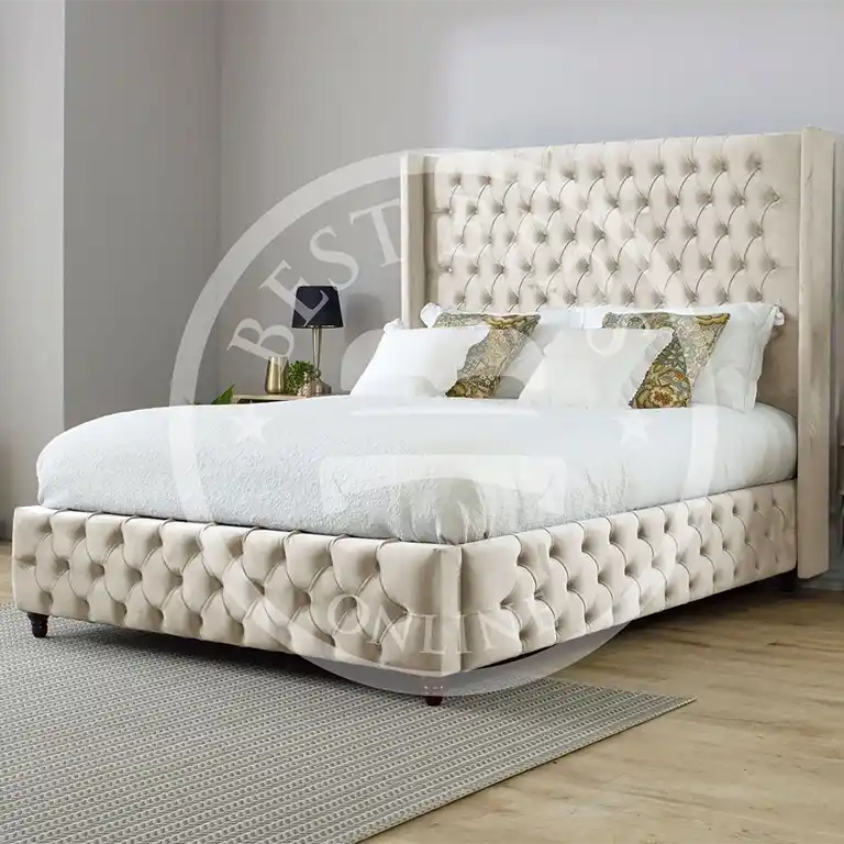 Cream Salisbury Wingback Chesterfield Upholstered Bed Frame