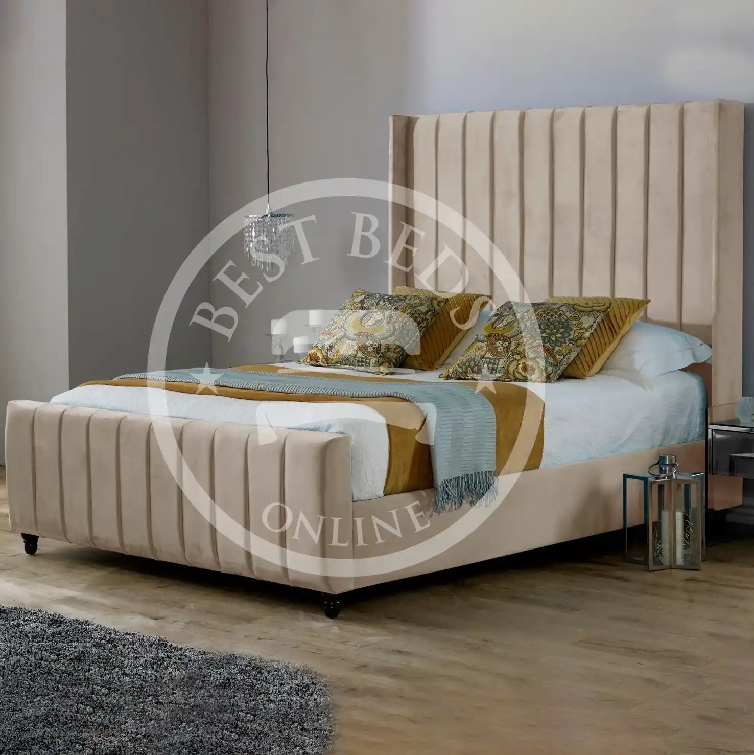 Cream Wingback upholstered Bed Frame