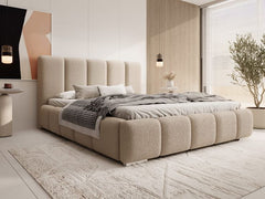 Crushed Velvet Fabric Juskys Catania Upholstered Bed, Modern Bubble Design
