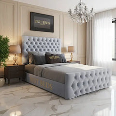 Durham Upholstered Chesterfield Fabric Bed Frame With Ottoman | Divan Storage Options (3ft–6ft)