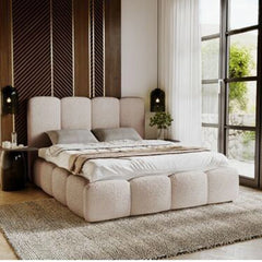 Emporius Crushed Velvet Fabric Upholstered luxury Bubble Design bed