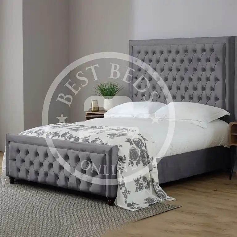 Grey Hilton Chesterfield Upholstered Bed