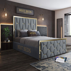 Designer Grey Upholstered Luxury Beds Frame