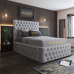 Luxury Grey Upholstered Chesterfield Beds Frame