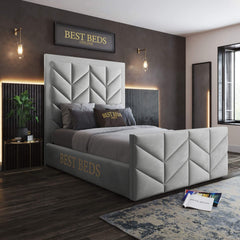 Luxury Silver Upholstered Stylish Beds Frame