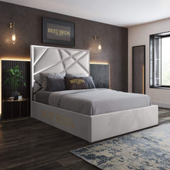 Silver Modern Upholstered Beds Frame