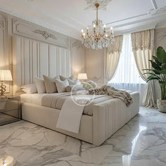 Cream  Upholstered Nova Bed Frame With Ottoman | Divan Storage Options 3ft-6ft