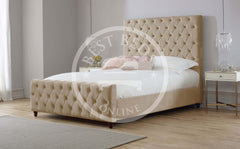 Mink Maryland Upholstered Chesterfield Bed Frame Available with Storage