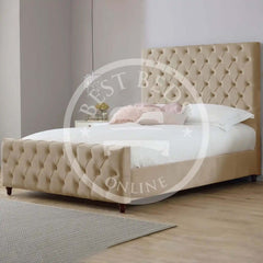 Mink Maryland Upholstered Chesterfield Bed Frame Available with Storage