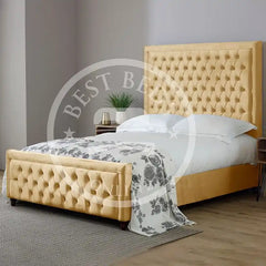 Mustard Hilton Chesterfield Upholstered Bed