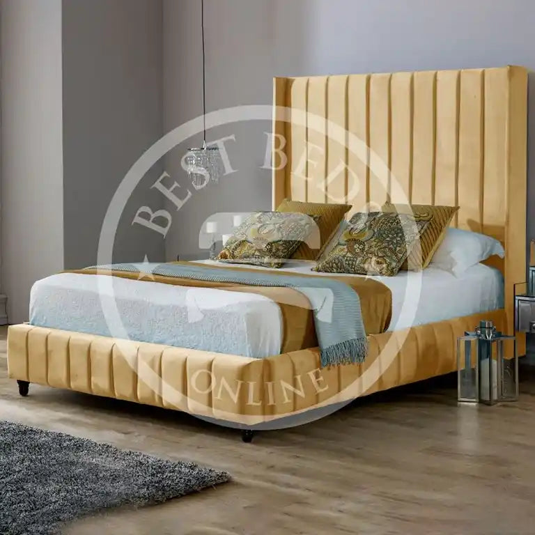 Mustard Stockholm Wingback Upholstered Bed Frame