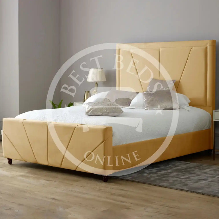 Load image into Gallery viewer, Mustard Upholstered Fabric Bed Frame With Storage
