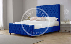 Navy Blue Maryland Upholstered Chesterfield Bed Frame Available with Storage
