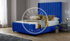 Navy Blue Saline Upholstered Bed Frame