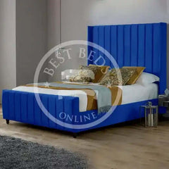 Navy Blue Saline Upholstered Bed Frame