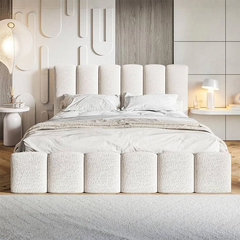Nunu Bubble Upholstered Crushed Velvet Fabric Bed