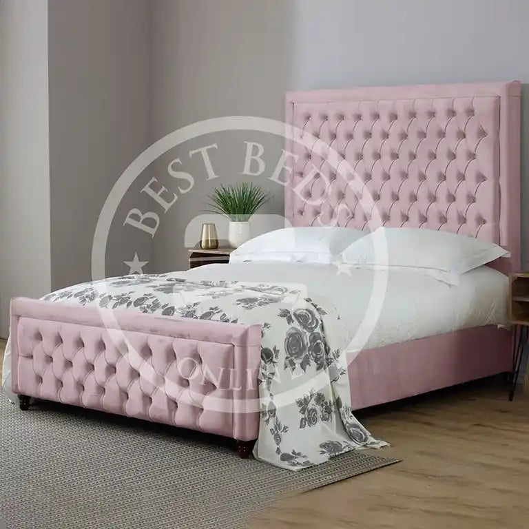 Pink Hilton Chesterfield Upholstered Bed