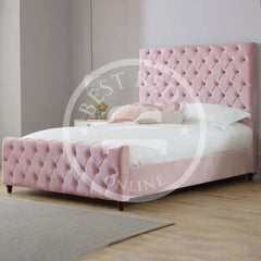 Pink Maryland Upholstered Chesterfield Bed Frame Available with Storage