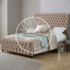 Pink Oxford Chesterfield Upholstered Bed Frame