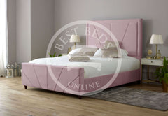 Pink Upholstered Fabric bed frame with storage