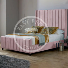 Pink Wingback upholstered bed Frame