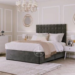 RoyalRest Upholstered Chesterfield Bed Frame with Ottoman  Divan Storage Options 3ft to 6ft