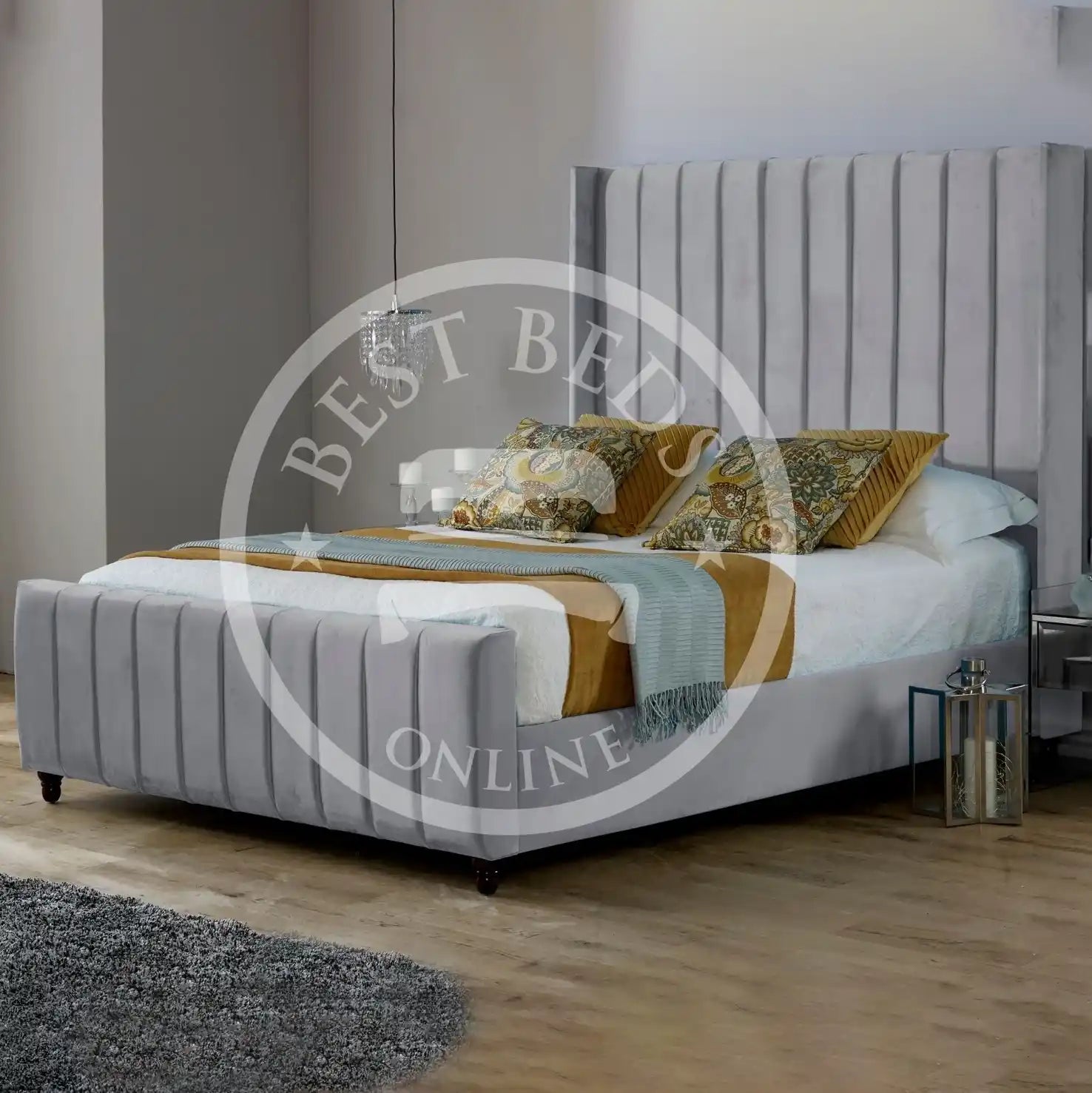 Silver Saline Upholstered Bed Frame